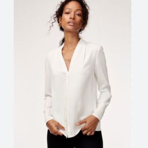 NWT Babaton Aritzia Power Blouse shirt in Espace white size small long sleeve
